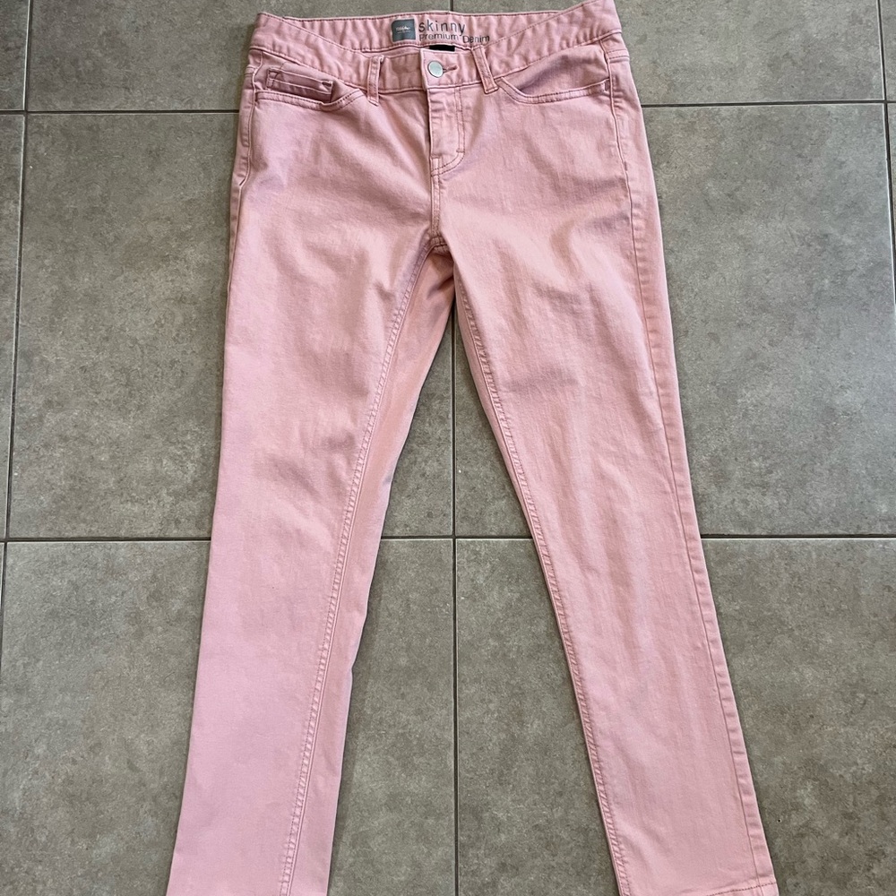 Premium Denim Skinny Light Coral Salmon Jeans Women’s 6  Fit 4